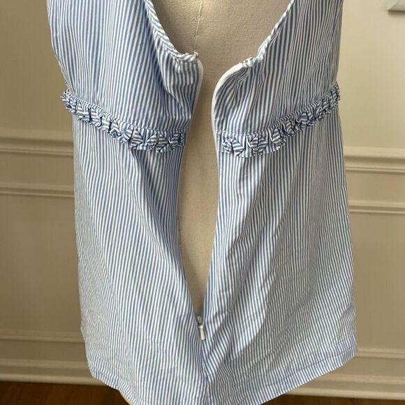 Talbots Empire Y2K Cut Blue White Stripe Sleeveless Cotton Tank M - Picture 6 of 10